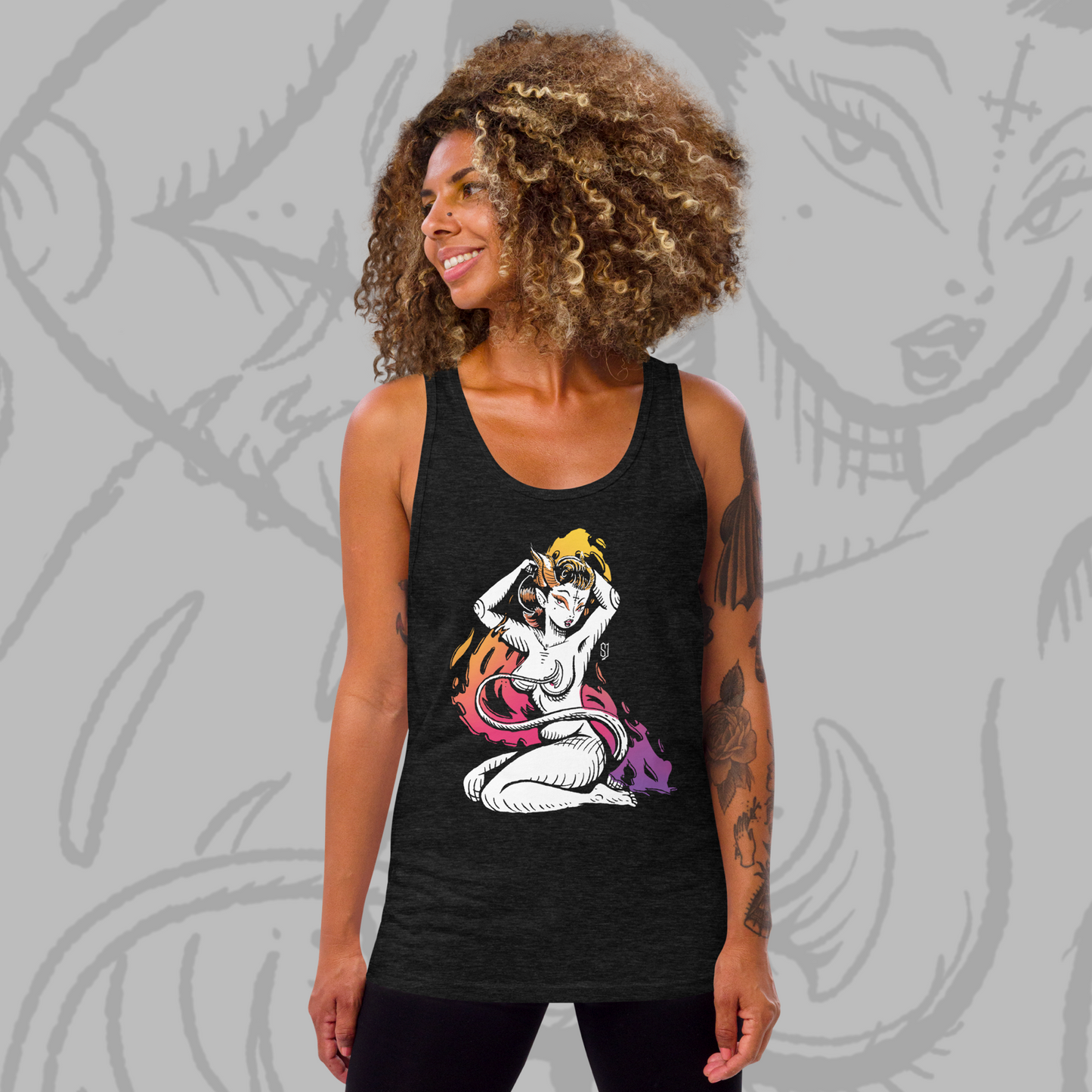 Fiery Demon Mama - Sinjeezus Unisex Tank Top