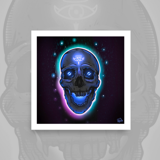 Blue Cosmic Skull Shaman - Sinjeezus Art Print