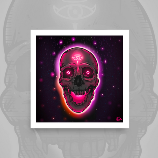 Pink Cosmic Skull Shaman - Sinjeezus Art Print