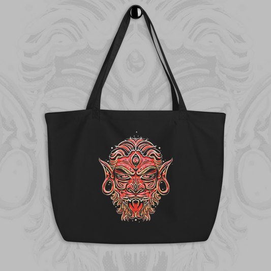 Lust Demon Mask - Sinjeezus Large Eco Tote Bag